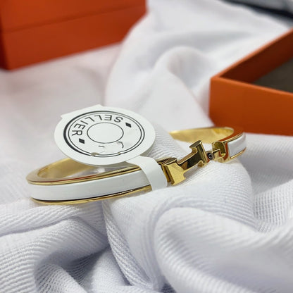 [moco jewelrys]CLASSIC HM CLIC WHITE 8MM ENAMEL BRACELET