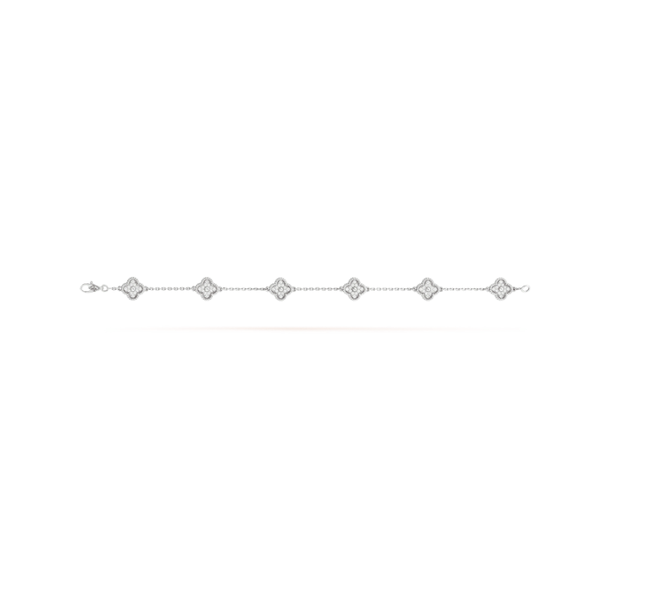 [moco jewelrys]CLOVER 6 MOTIF SILVER DIAMOND BRACELET