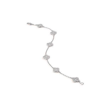 [moco jewelrys]CLOVER 6 MOTIF SILVER DIAMOND BRACELET