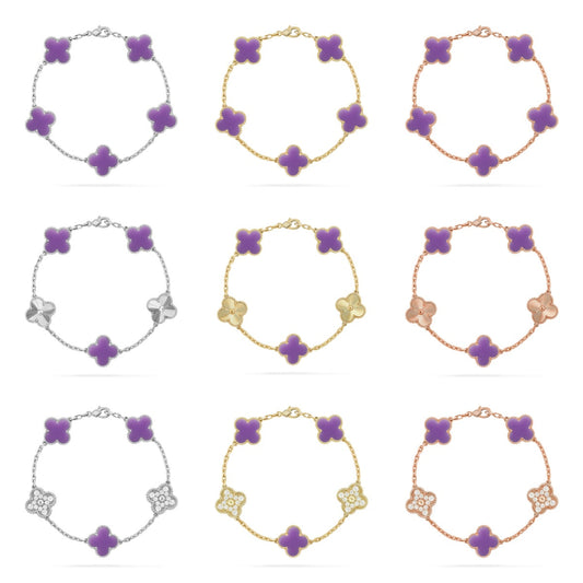 [Moco jewelrys]CLOVER 5 MOTIF LIGHT PURPLE BRACELET COLLECTION