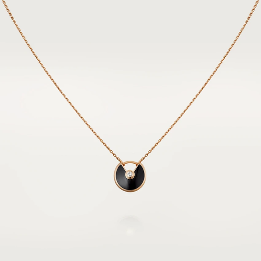 [moco jewelrys]AMULETTE ROSE GOLD ONYX NECKLACE