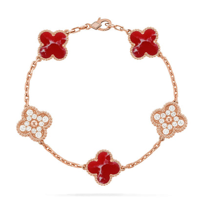 [Moco jewelrys]CLOVER 5 MOTIF RED PATTERN BRACELET COLLECTION