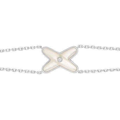 [moco jewelrys]JEUX BRACELET WHITE MOP SILVER 1 DIAMOND