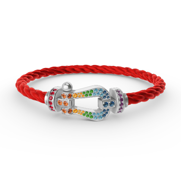 [moco jewelrys]FORC LARGE HORSESHOE  COLORED DIAMOND BRACELET SILVER