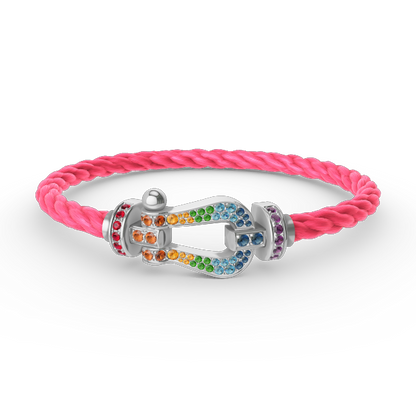 [moco jewelrys]FORC LARGE HORSESHOE  COLORED DIAMOND BRACELET SILVER