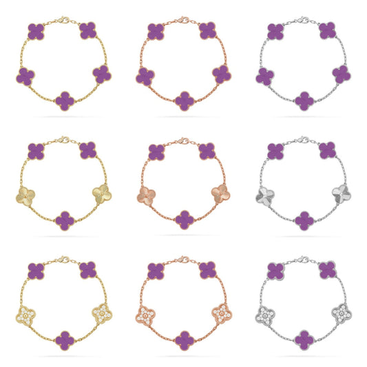 [Moco jewelrys] CLOVER 5 MOTIF VIOLET BRACELET COLLECTION