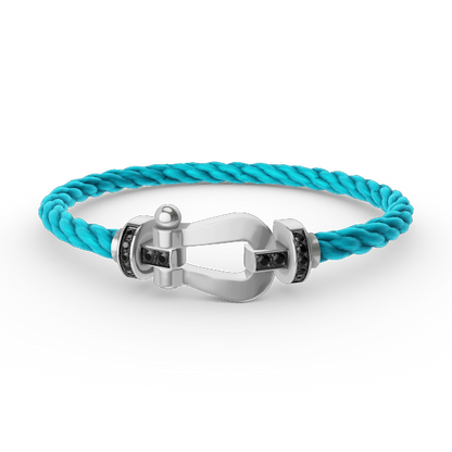 [moco jewelrys]FORCE LARGE HORSESHOE BLACK DIAMOND BRACELET SILVER