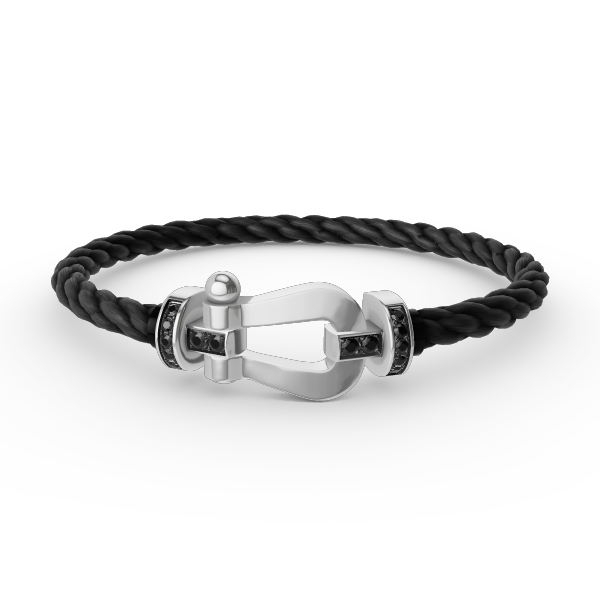 [moco jewelrys]FORCE LARGE HORSESHOE BLACK DIAMOND BRACELET SILVER
