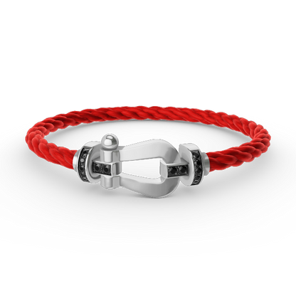 [moco jewelrys]FORCE LARGE HORSESHOE BLACK DIAMOND BRACELET SILVER
