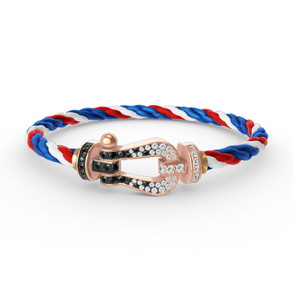 [moco jewelrys]FORCE LARGE HORSESHOE BLACK WHITE DIAMOND BRACELET ROSE GOLD