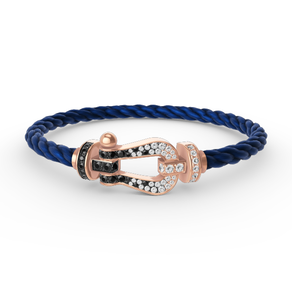 [moco jewelrys]FORCE LARGE HORSESHOE BLACK WHITE DIAMOND BRACELET ROSE GOLD
