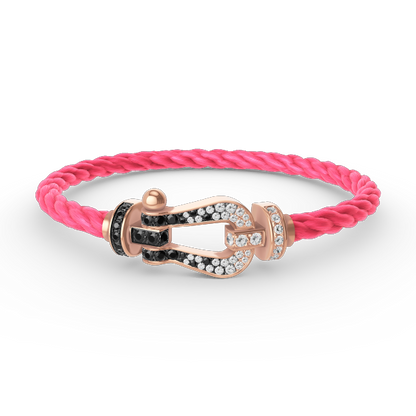 [moco jewelrys]FORCE LARGE HORSESHOE BLACK WHITE DIAMOND BRACELET ROSE GOLD