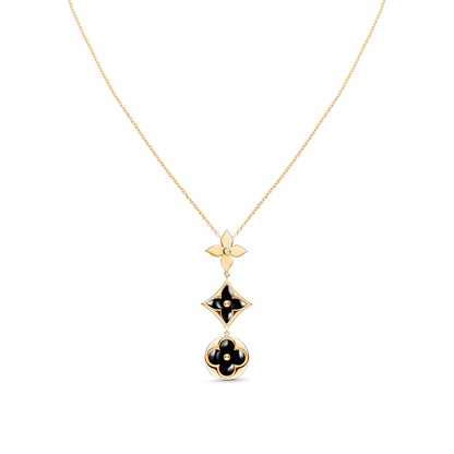 [moco jewelrys]STAR AND SUN ONYX PINK GOLD NECKLACE