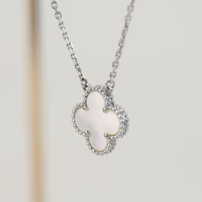 [moco jewelrys]CLOVER  15MM WHITE MOTHER-OF-PEARL SILVER