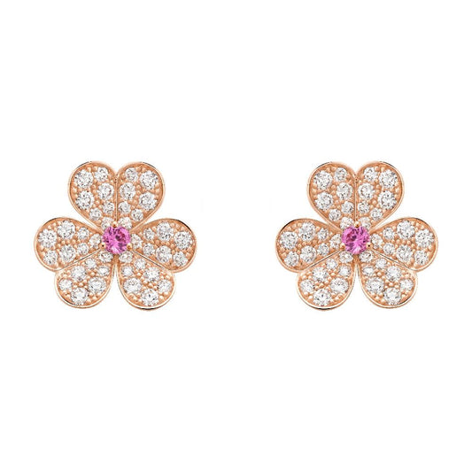[moco jewelrys]FRIVOLE PINK GOLD FLOWER DIAMOND EARRINGS