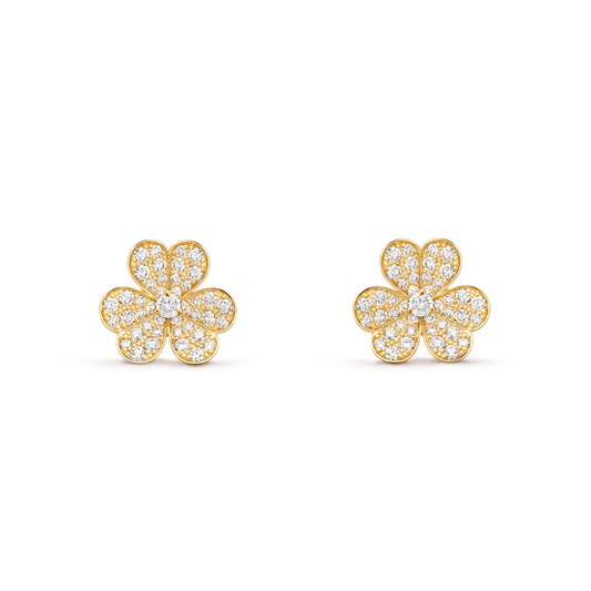 [moco jewelrys]FRIVOLE GOLD FLOWER DIAMOND EARRINGS
