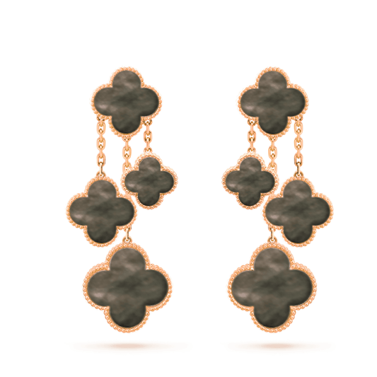 [moco jewelrys]CLOVER EARRINGS DARK MOP 4 MOTIFS ROSE GOLD