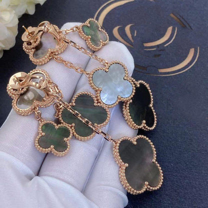 [moco jewelrys]CLOVER EARRINGS DARK MOP 4 MOTIFS ROSE GOLD