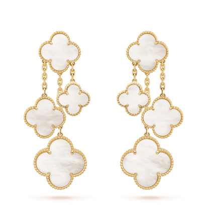 [moco jewelrys]CLOVER EARRINGS WHITE MOP 4 MOTIFS GOLD