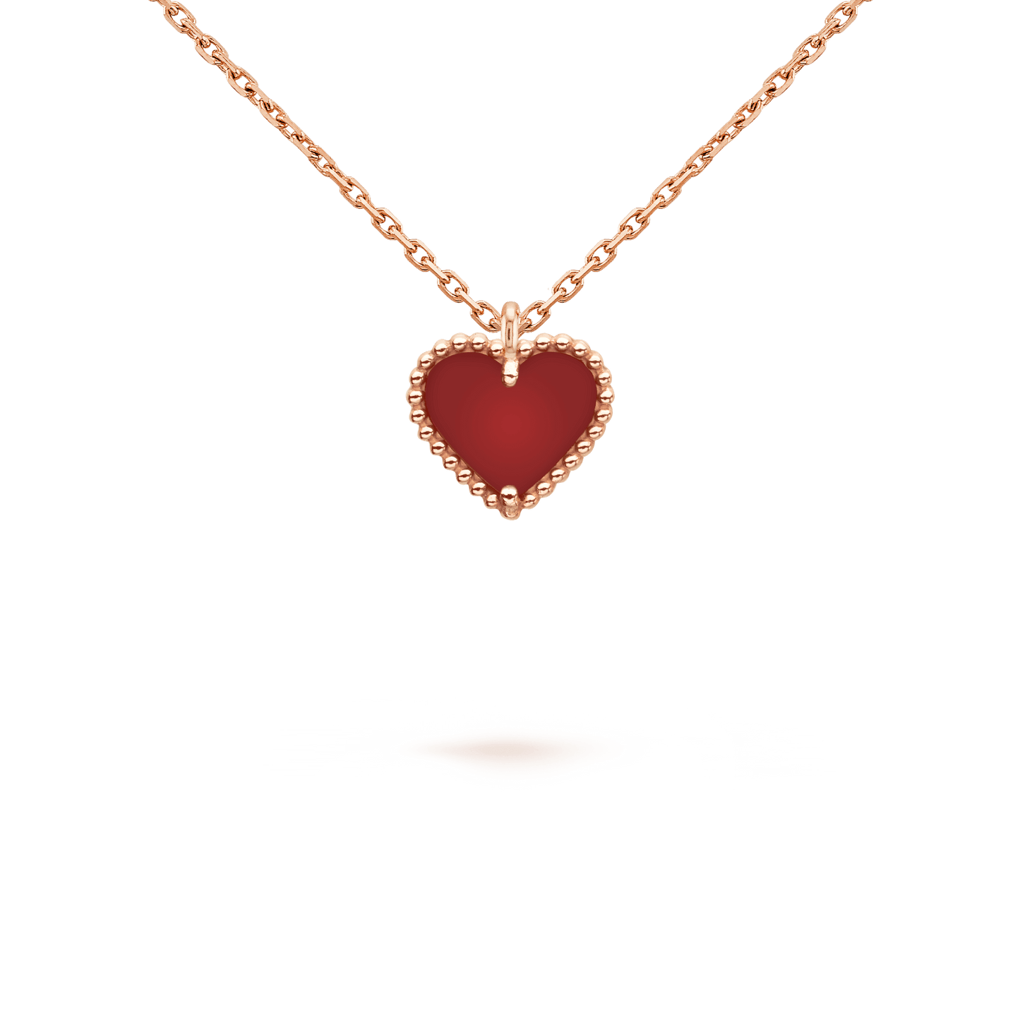[moco jewelrys]SWEET CLOVER CARNELIAN HEART NECKLACE