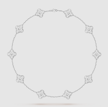 [Moco jewelrys]CLOVER 10 MOTIFS FULL DIAMOND NECKLACE