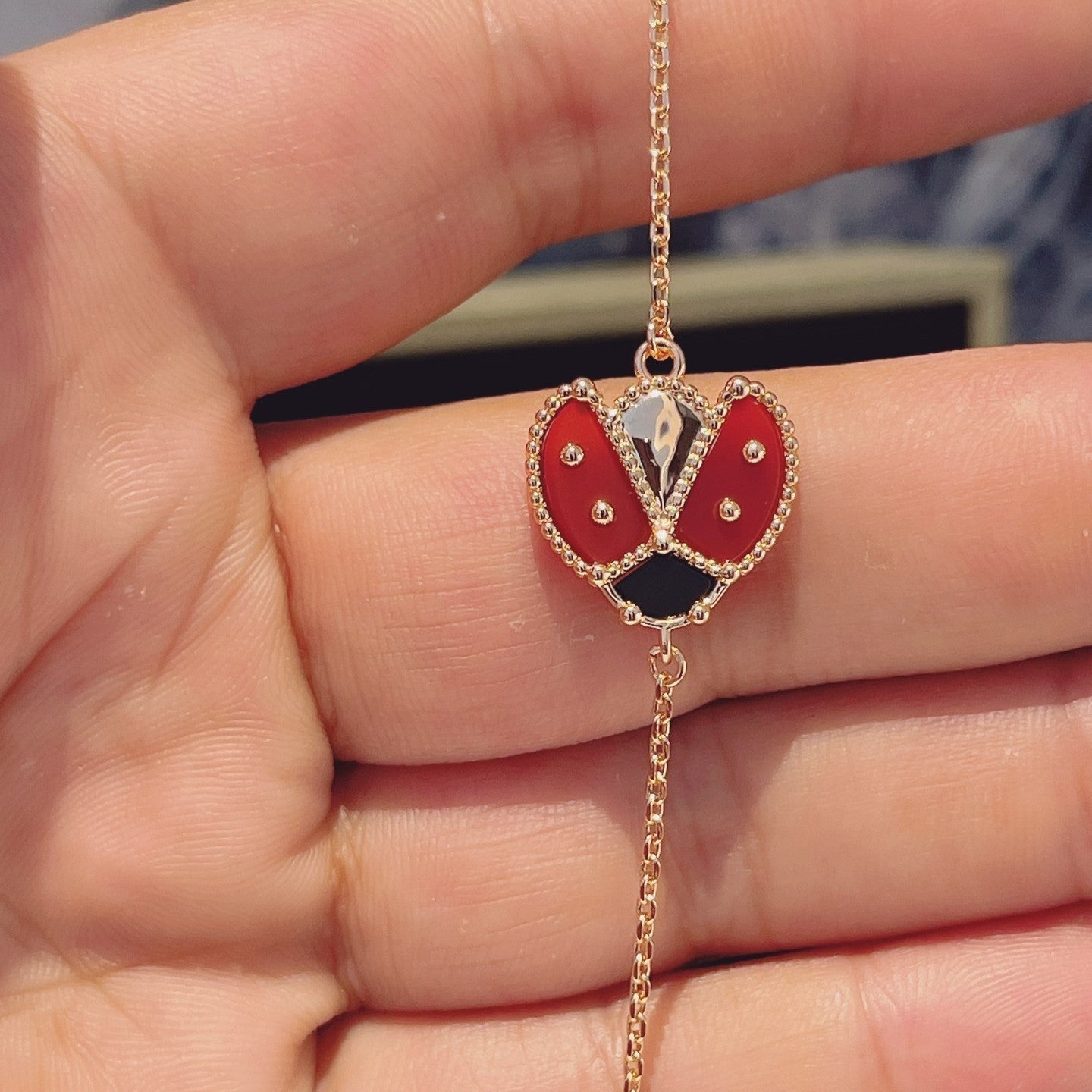 [moco jewelrys]LUCKY SPRING 1 MOTIF PINK GOLD BRACELET
