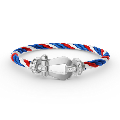 [moco jewelrys]FORCE LARGE HORSESHOE HALF DIAMOND BRACELET SILVER