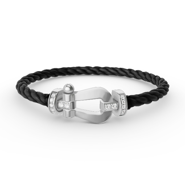 [moco jewelrys]FORCE LARGE HORSESHOE HALF DIAMOND BRACELET SILVER