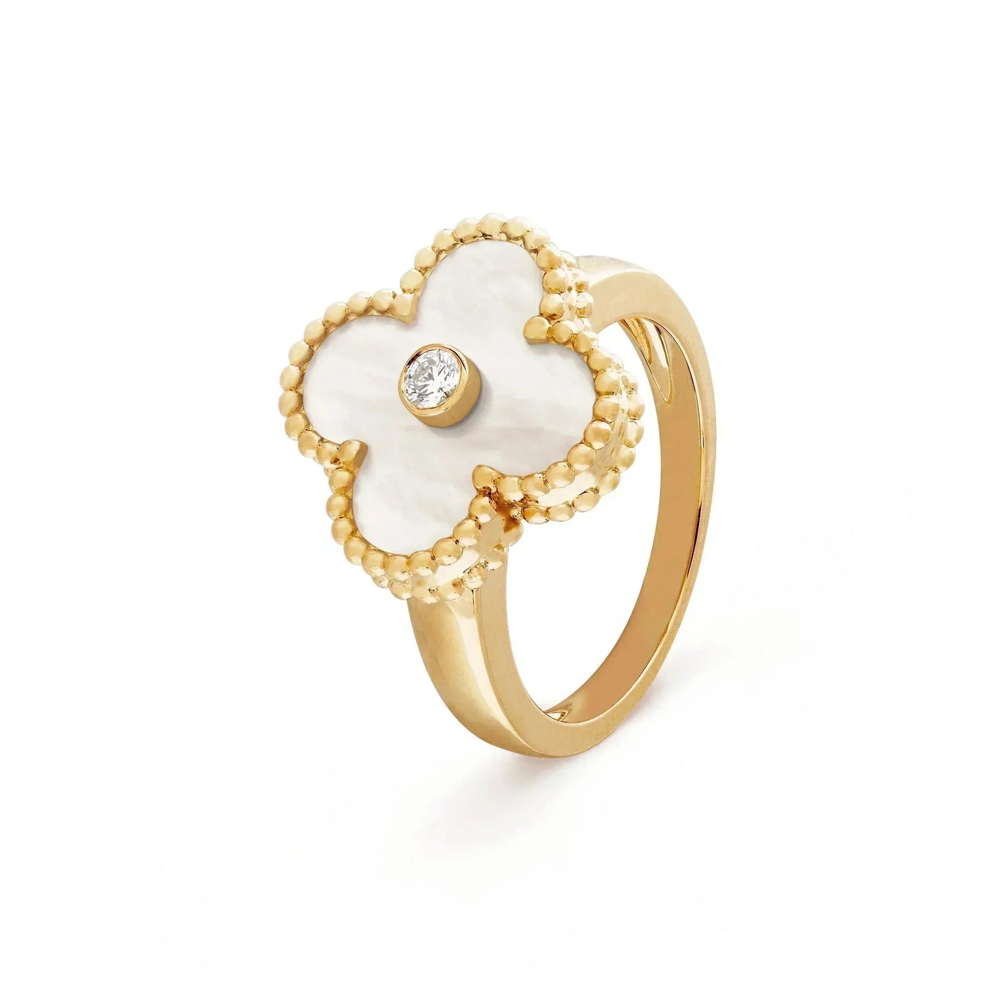 [moco jewelrys]CLOVER PINK MOP RING GOLD DIAMOND
